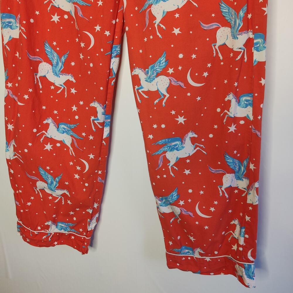 Print Fresh Moon Flight Pegasus Winged Horse Long Sleeve Pajama Set Large Coral - Picture 11 of 16